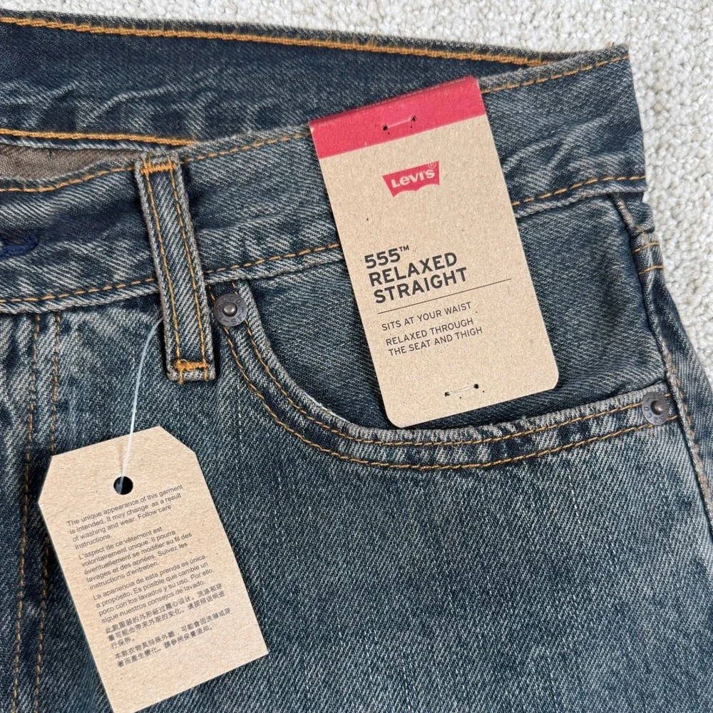 NEW Levi's 555 Mens 30x30 Relaxed Straight Leg Denim Blue Jeans
